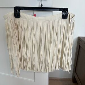 ZARA Cream Fringe Mini Skirt